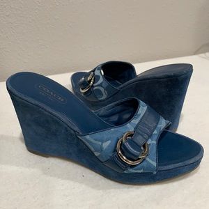 Coach blue  Meredith Wedge Sandals size 10M